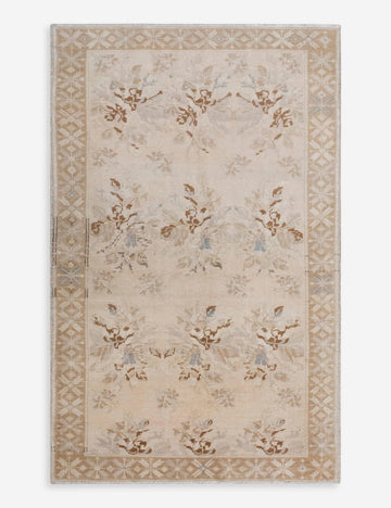 Vintage Turkish Hand-Knotted Wool Rug No. 593, 4'4" x 7'11"