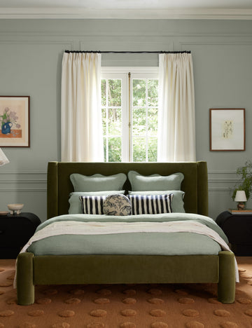 #color::lichen #size::full-queen #size::king-cal-king #type::duvet-cover #type::duvet-set | Essie soft, breathable hemp duvet cover in lichen green