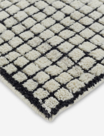 Uma Hand-Knotted Wool Rug Swatch, Black and Natural