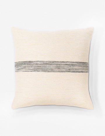 #color::natural #size::18--x-18- #size::20--x-20- #insert::down #insert::polyester | Selma white throw pillow with a horizontal black stripe in the center