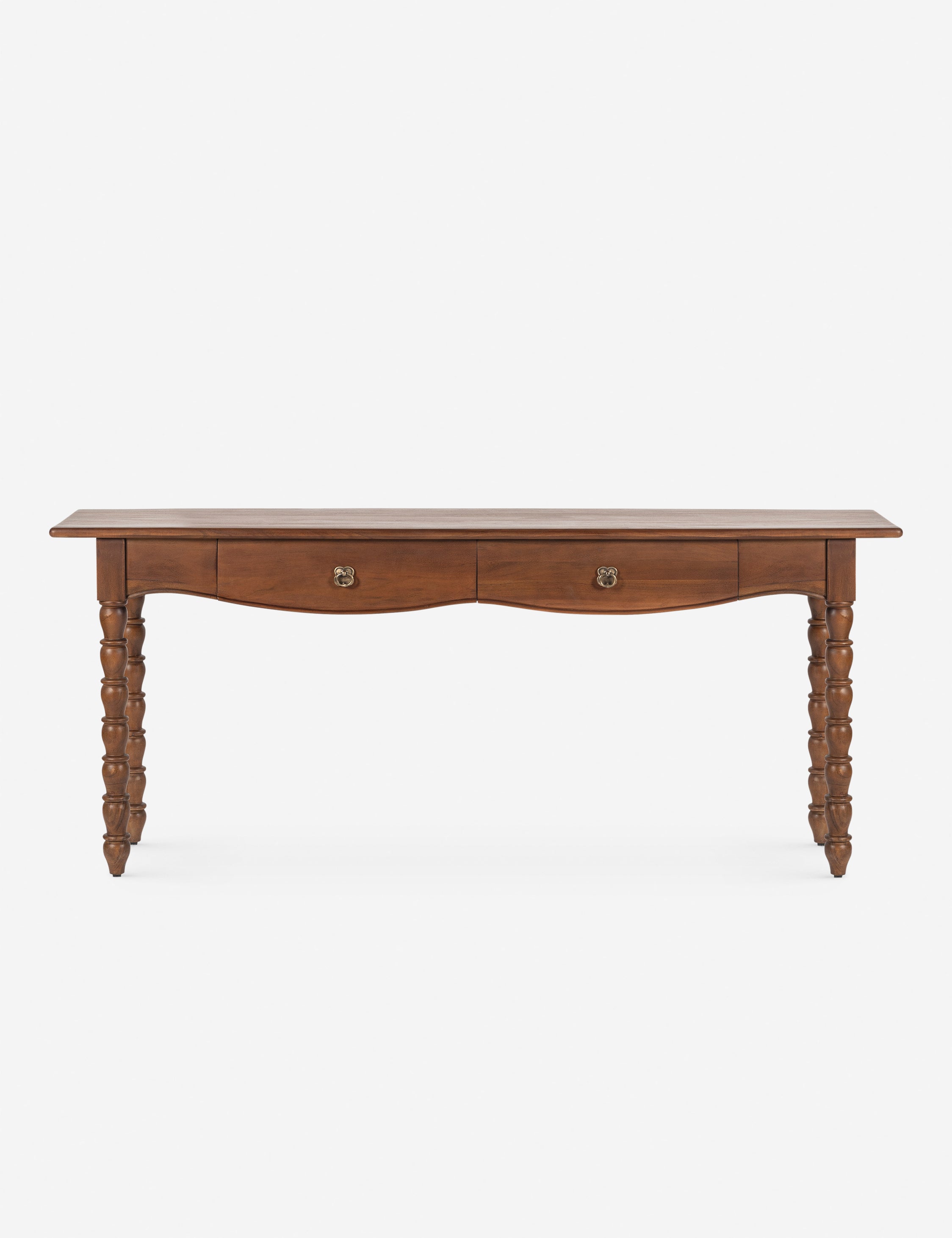 #color::brown | Foxton beaded turned wood two drawer console table