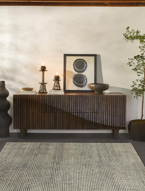 Uma Hand-Knotted Wool Rug Swatch, Black and Natural