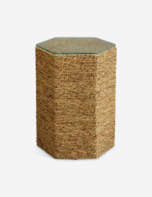 Taina hexagonal braided seagrass side table.
