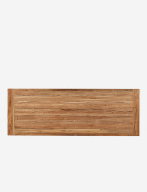 Overhead view of the Oveido reclaimed teak outdoor dining table.