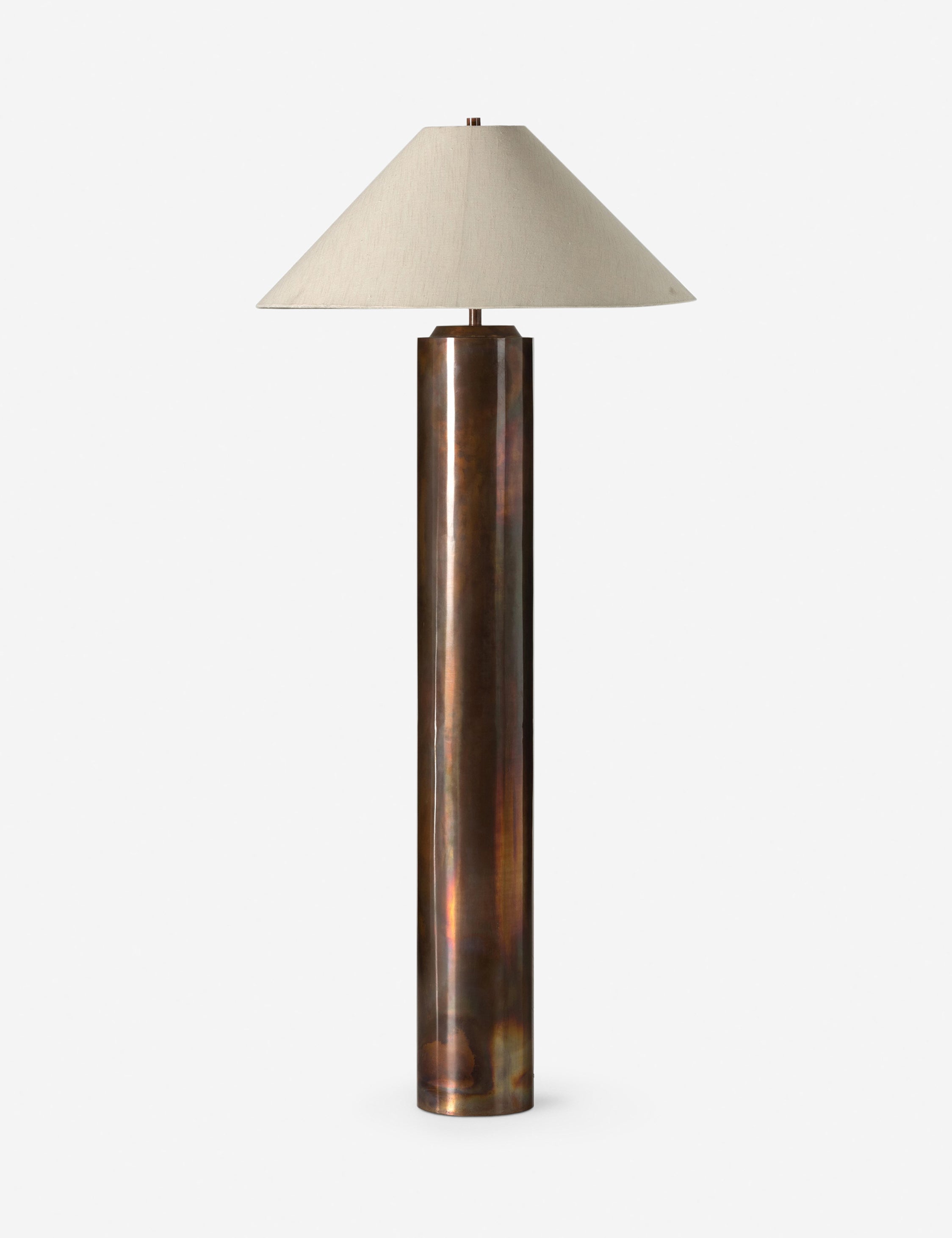 #color::burnt-brass | Sevigne modern burnt brass columnar floor lamp.