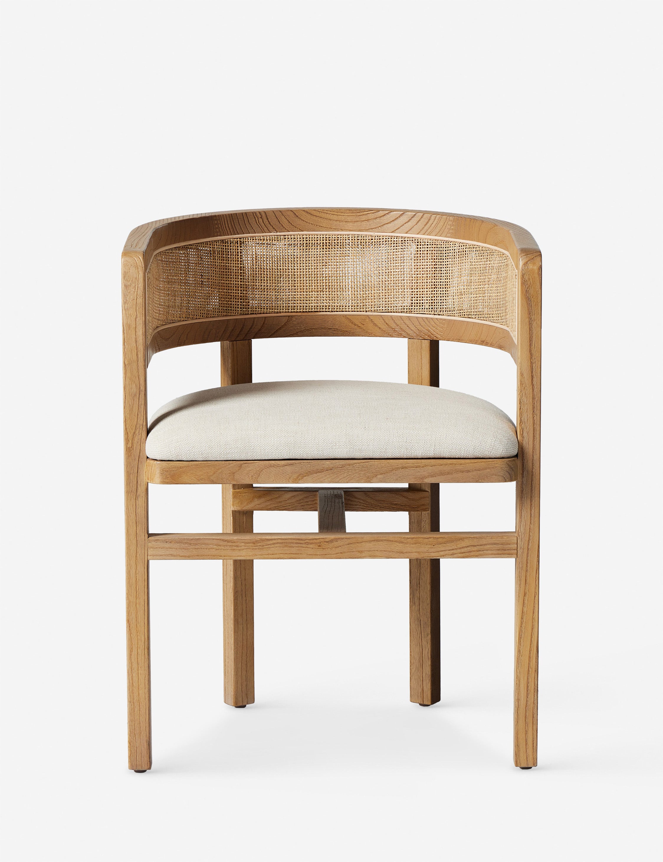#color::natural | Kairi light wood cane barrel back dining chair.
