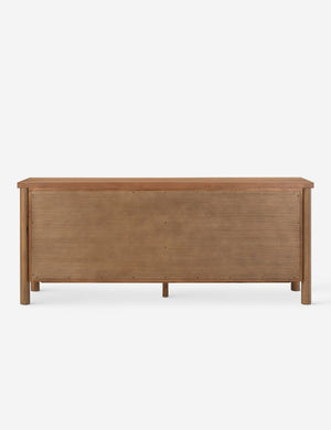 Back of the Kisner natural grain oak dresser.