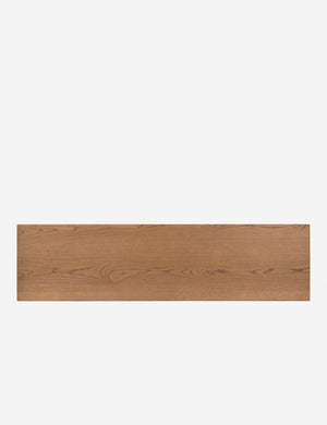 Overhead view of the top of the Kisner natural grain oak dresser.
