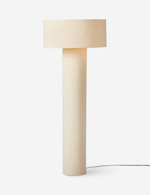 Solstice monochromatic linen column floor lamp.