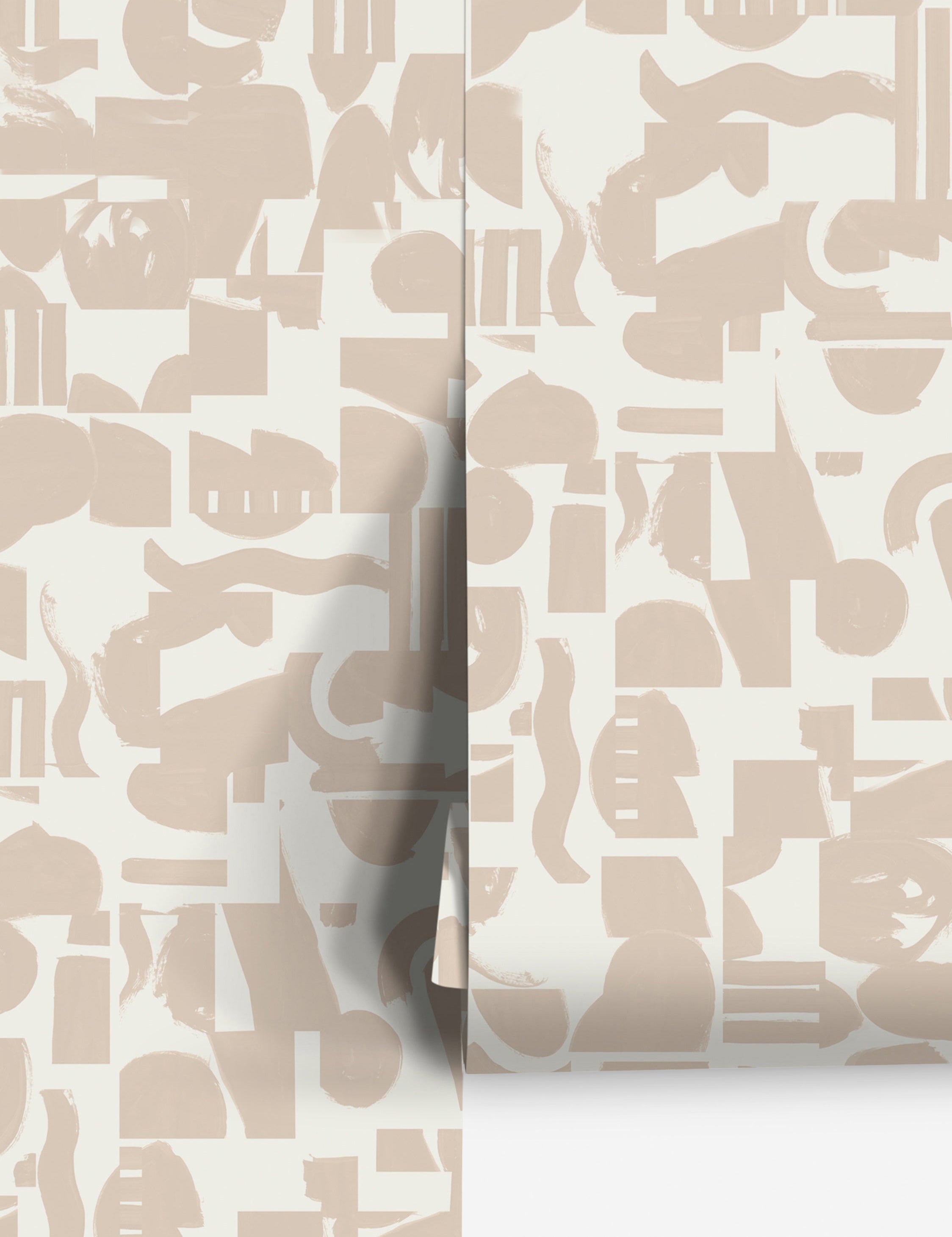 #color::ivory-+-taupe | Ivory and taupe Organic Shapes Wallpaper by Sarah Sherman Samuel