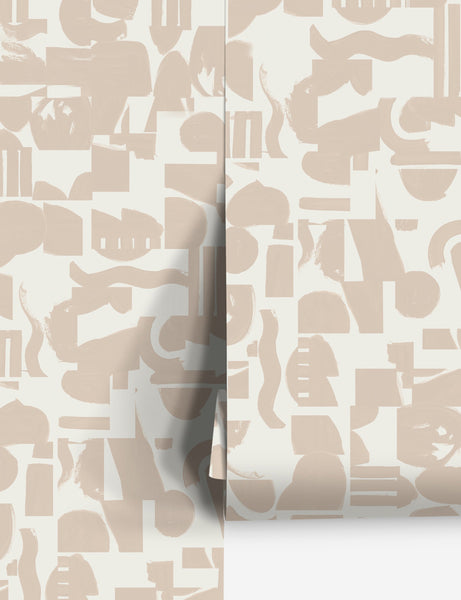 #color::ivory-+-taupe | Ivory and taupe Organic Shapes Wallpaper by Sarah Sherman Samuel
