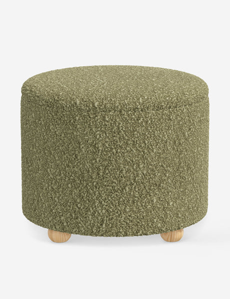 #color::green-luxe-boucle #size::24-Dia | Kamila Green Boucle 24-inch round ottoman with storage space and pinewood feet