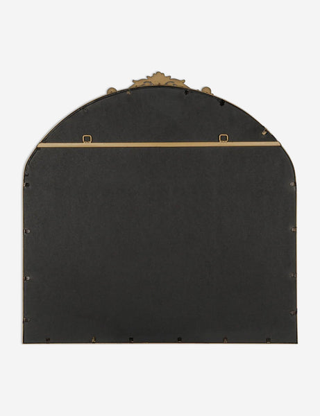 #color::gold | Rear view of the Tulca arched gold mirror with flat bottom edge and traditional scroll detailing.