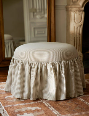 Leary Ottoman : Natural Linen Weave