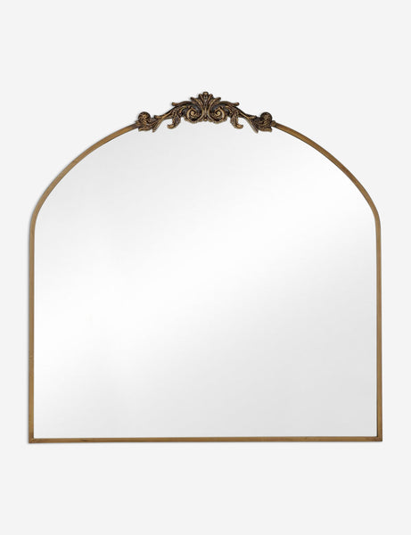 #color::gold | Tulca arched gold mirror with flat bottom edge and traditional scroll detailing.