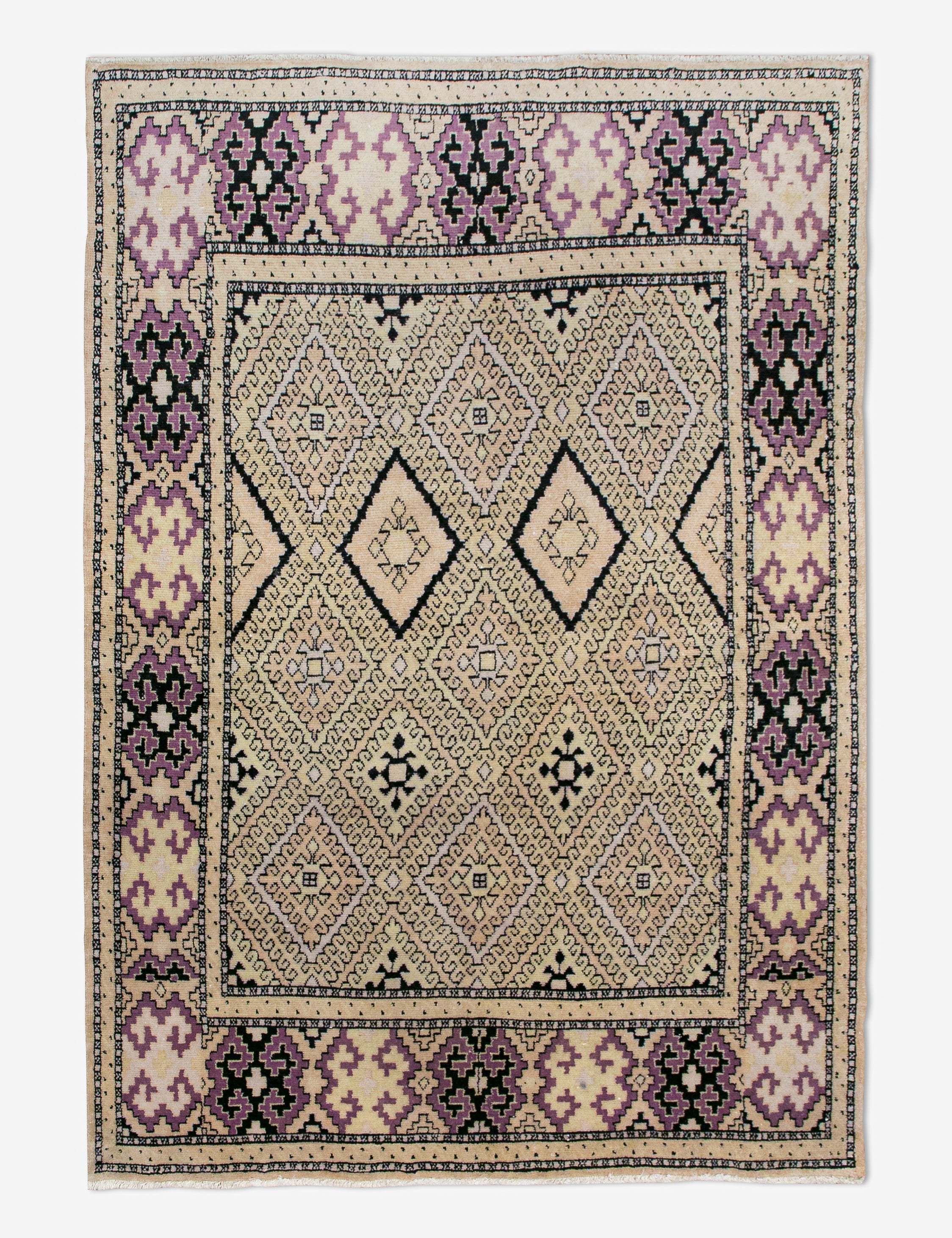 Vintage Turkish Hand-Knotted Wool Rug No. 456, 4'5" x 6'1"