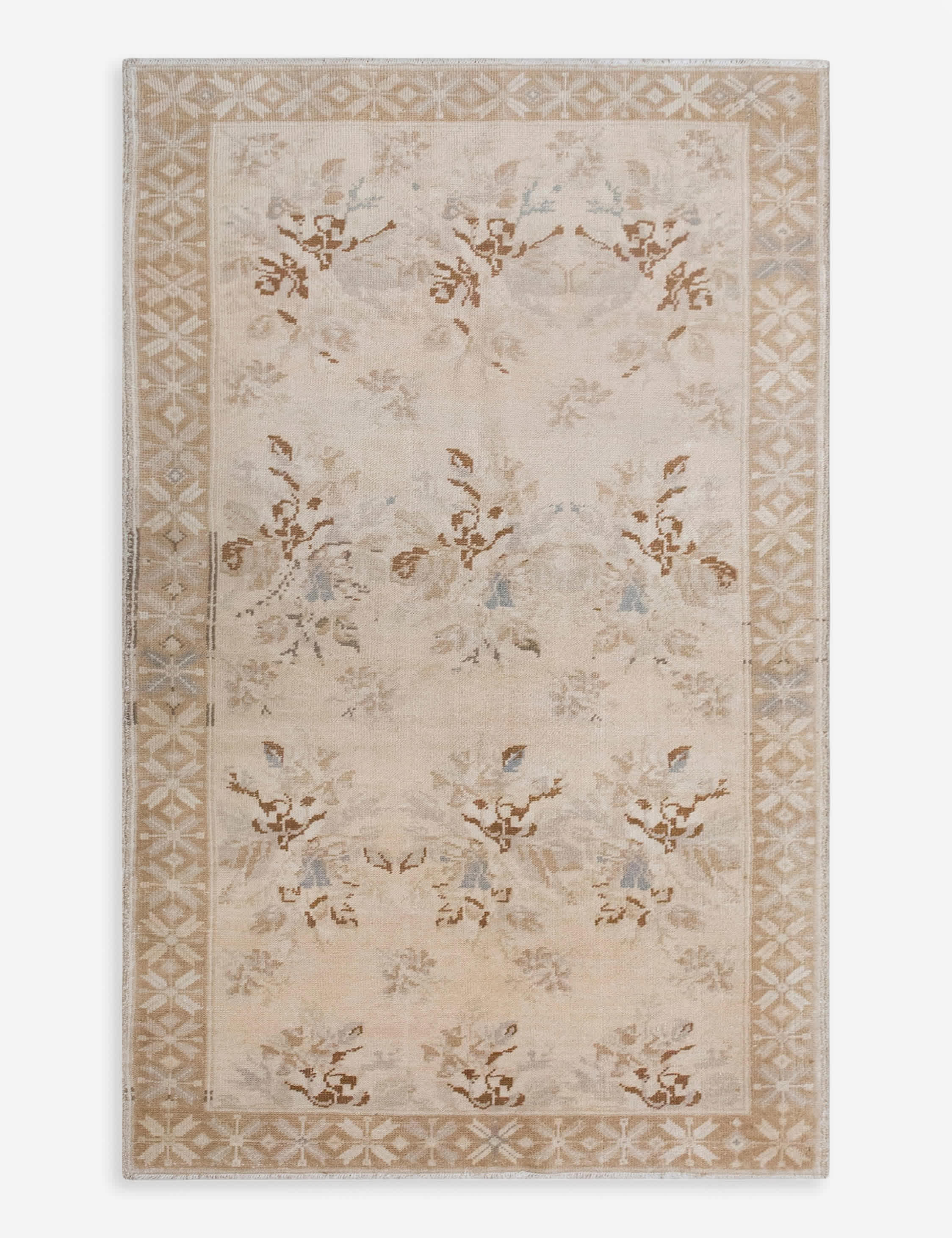 Vintage Turkish Hand-Knotted Wool Rug No. 593, 4'4" x 7'11"