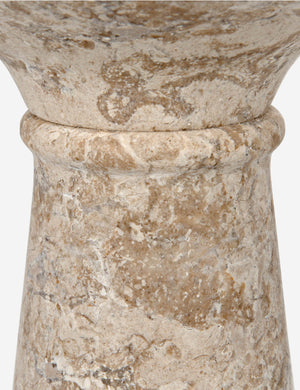 Close up of the Braun round marble drink side table.