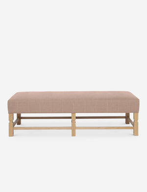 Ambleside Apricot Linen upholstered bench with carved detailing on the frame and vertical channeling around the cushion by Ginny Macdonald