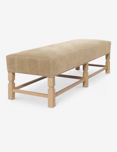 #color::brie-classic-velvet | Angled view of the Ambleside Brie beige Velvet bench