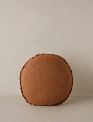 Arlo linen flange trim round pillow.