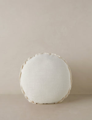 Arlo linen flange trim round pillow.