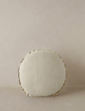 Arlo linen flange trim round pillow.