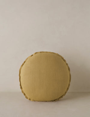 Arlo linen flange trim round pillow.