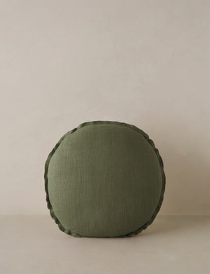 Arlo linen flange trim round pillow.