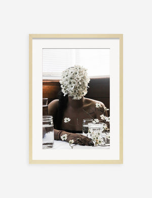 Southern Woman in White Dogwoods Photography Print in a natural frame