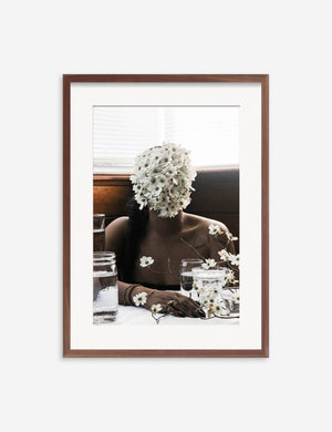 Southern Woman in White Dogwoods Photography Print in a walnut frame