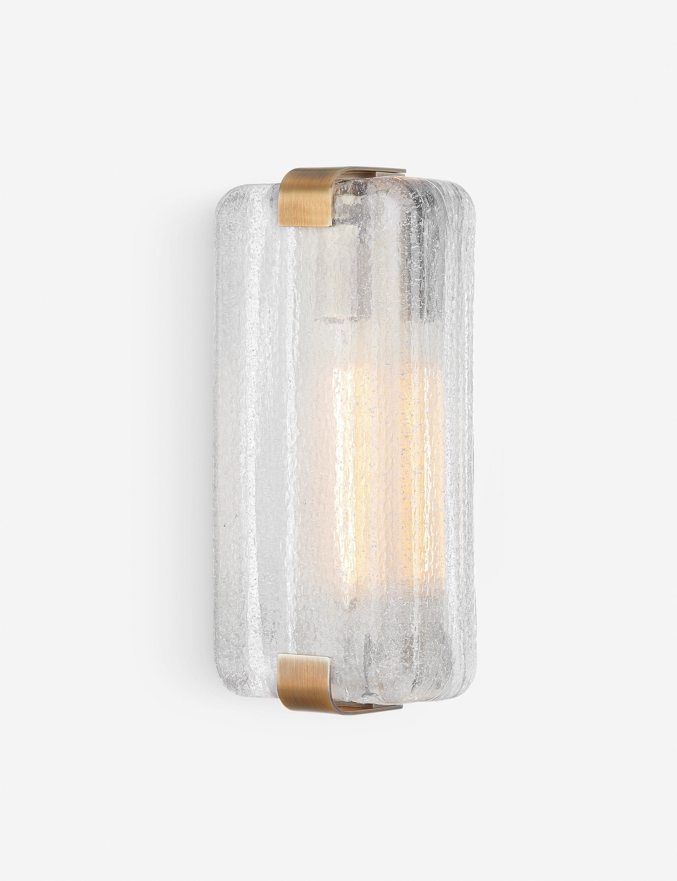 #color::antique-brass | Tiara frosted glass wall sconce