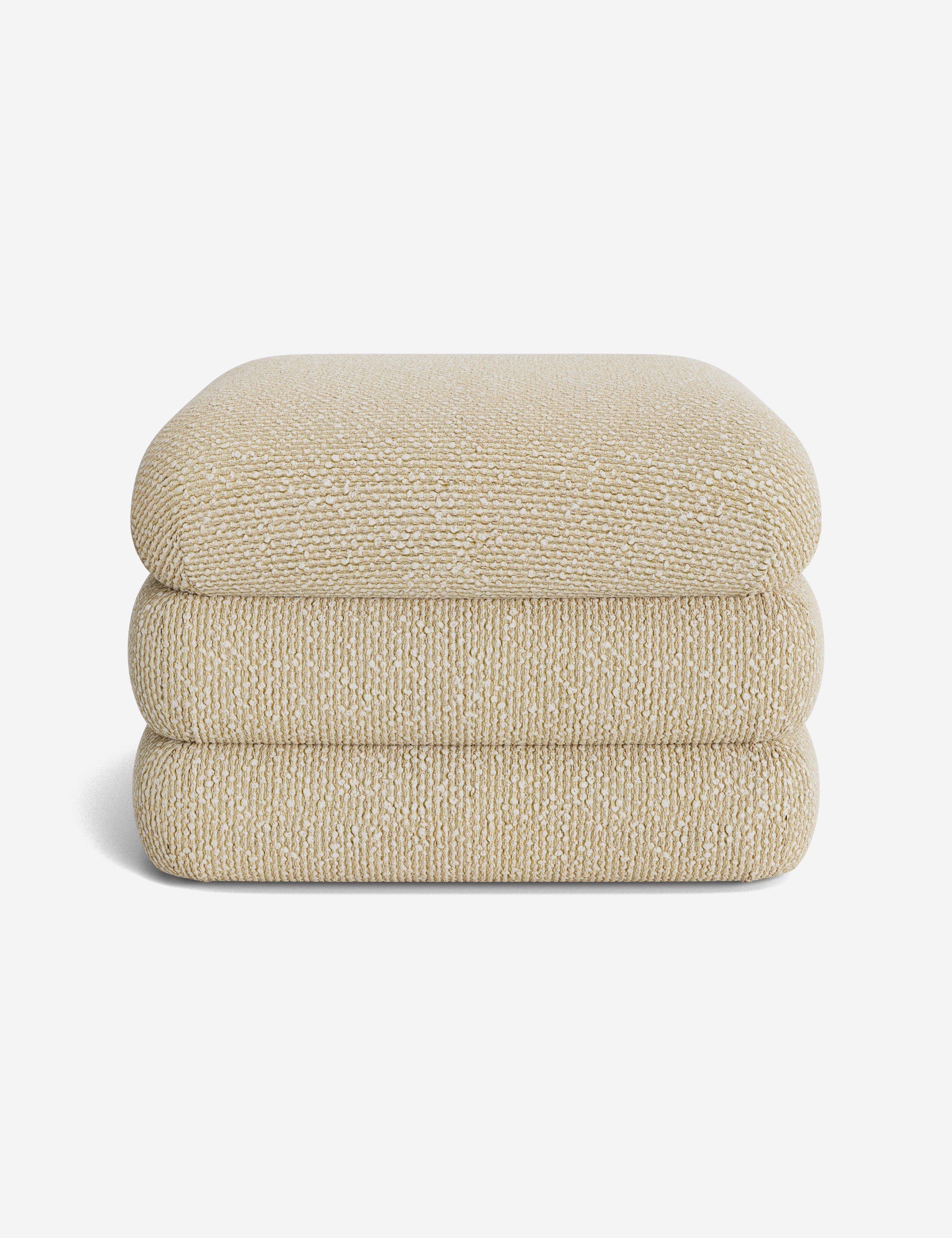Open Box: Babs Ottoman, Ivory Basket Boucle by Sarah Sherman Samuel