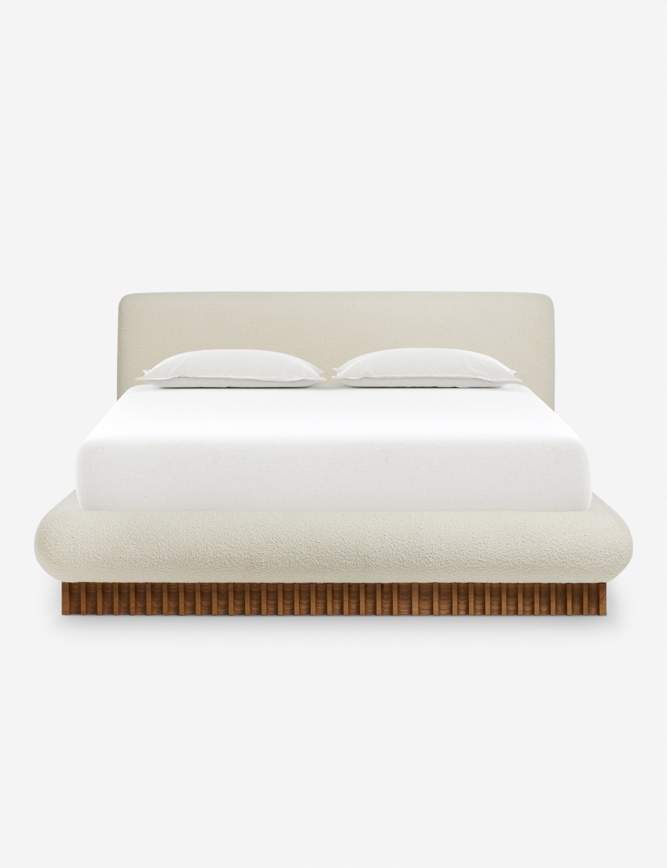 #color::ivory-boucle #size::queen #size::king | Billow overstuffed boucle upholstered bed with wooden base