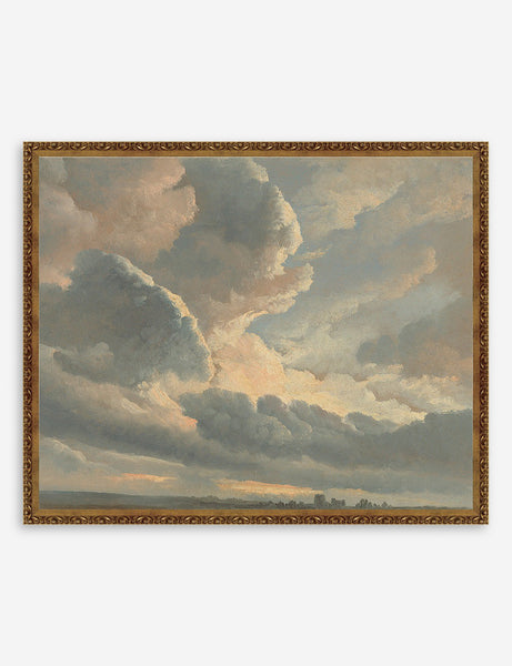 #size::16--x-13- #size::18--x-15- #color::gold #size::29--x-23- #frame-option::framed #color::- #size::27--x-22- | Gold framed Study of Clouds with a Sunset near Rome Wall Art by Simon Alexandre Clement Denis