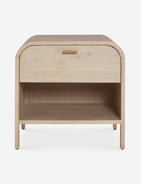 #color::natural | Brooke one drawer whitewashed nightstand with an open shelf and sleek iron pull