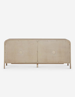 Brooke natural solid oak sideboard with iron pulls and woven cane doors