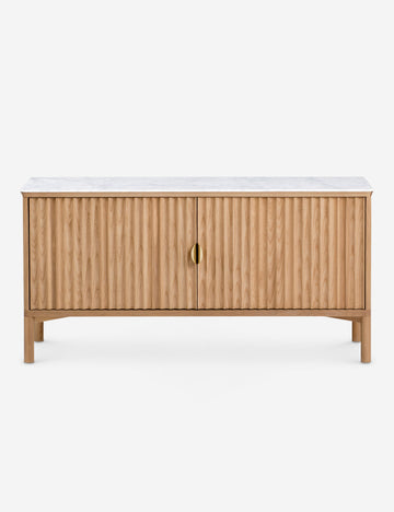 #color::natural-and-white-marble | Matija marble top, reeded door media console