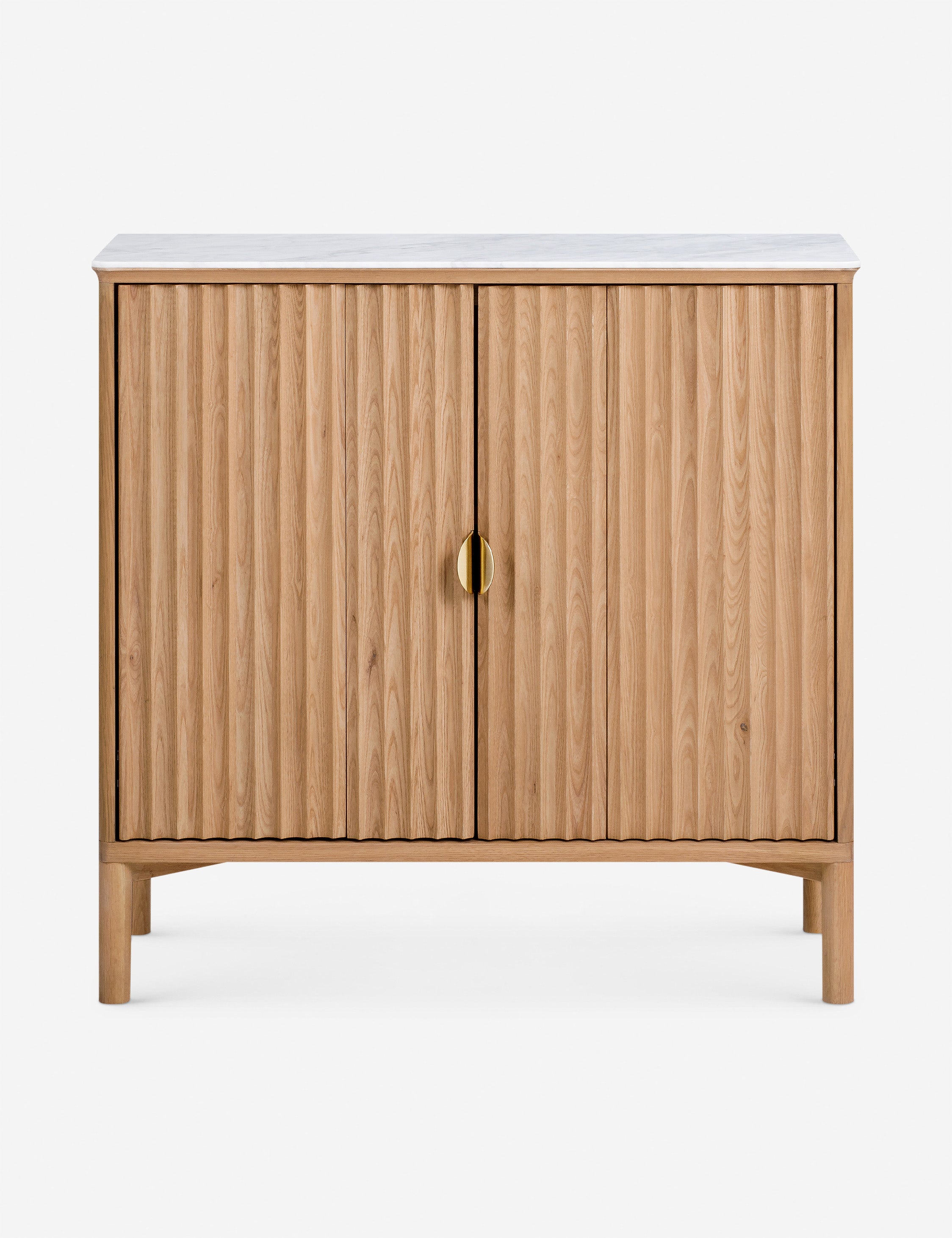 #color::natural-and-white-marble | Matija marble top, reeded door front cabinet