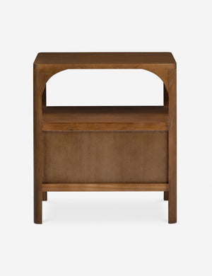 Back of the Ralston open shelf walnut nightstand