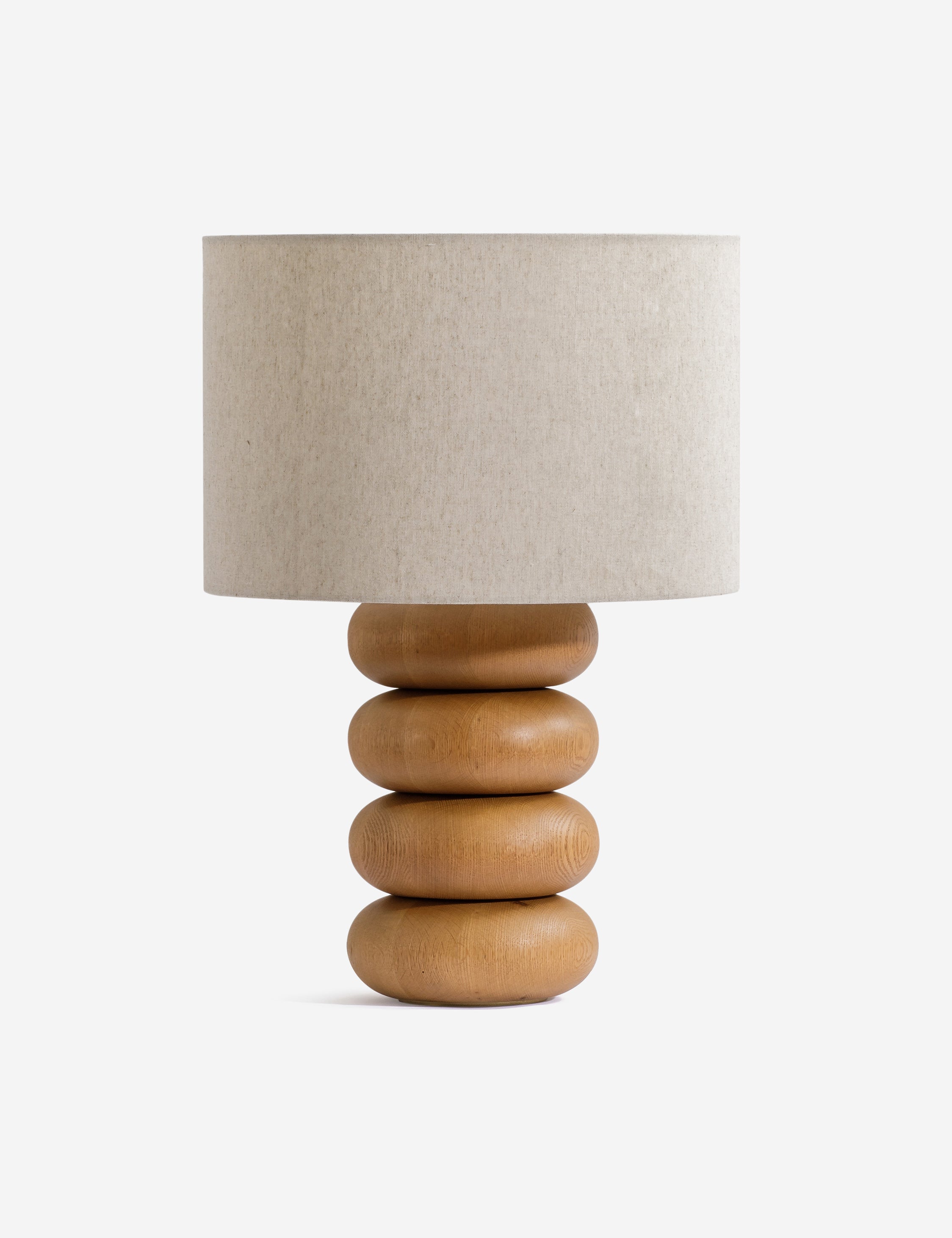 #color::natural #size::large | Linus sculptural natural oak base table lamp.