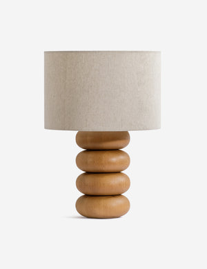 Linus sculptural natural oak base table lamp.