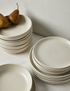 Angled view of the Vanilla-toned Pacifica Dinnerware (18-Piece Set) by Casafina