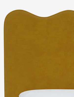Close up of the fabric on the Clementine Citronella Velvet Headboard