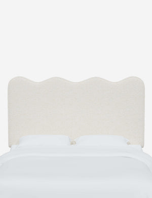 Clementine Cream Sherpa Headboard with a scalloped shape at the top