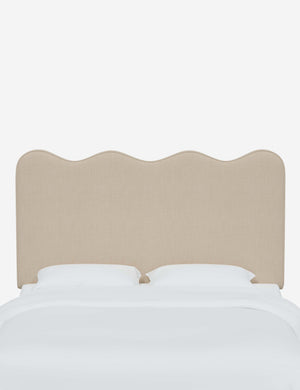 Clementine Natural Linen Headboard with a scalloped shape at the top