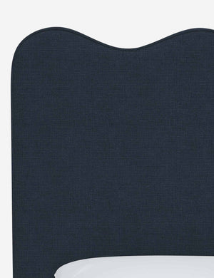 Close up of the fabric on the Clementine Navy Linen Headboard