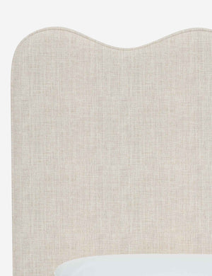Close up of the fabric on the Clementine Talc Linen Headboard