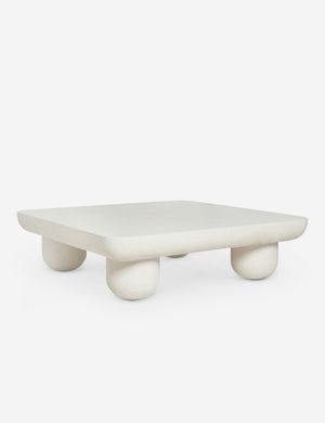 Clouded square white coffee table by Sarah Sherman Samuel with rounded legs and edges