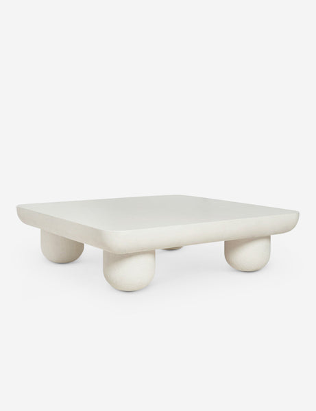 | Clouded square white coffee table by Sarah Sherman Samuel with rounded legs and edges